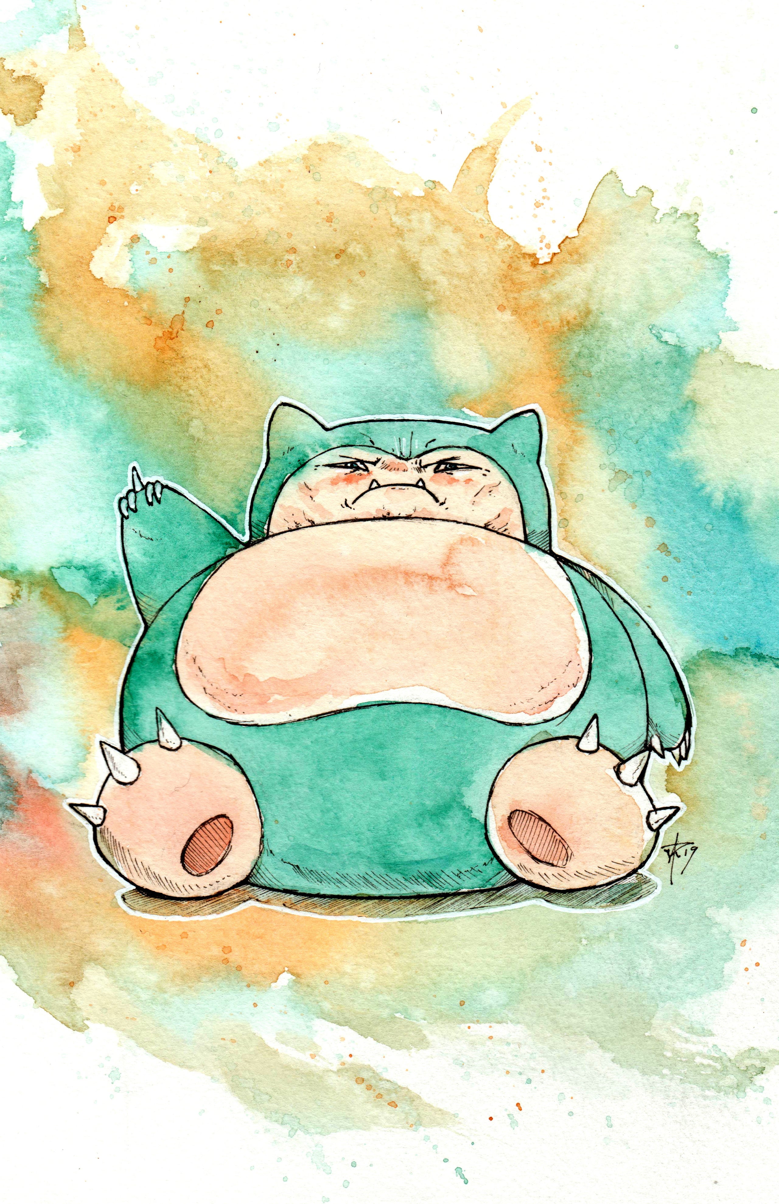 Angry Snorlax 11x17 Fine Art Print